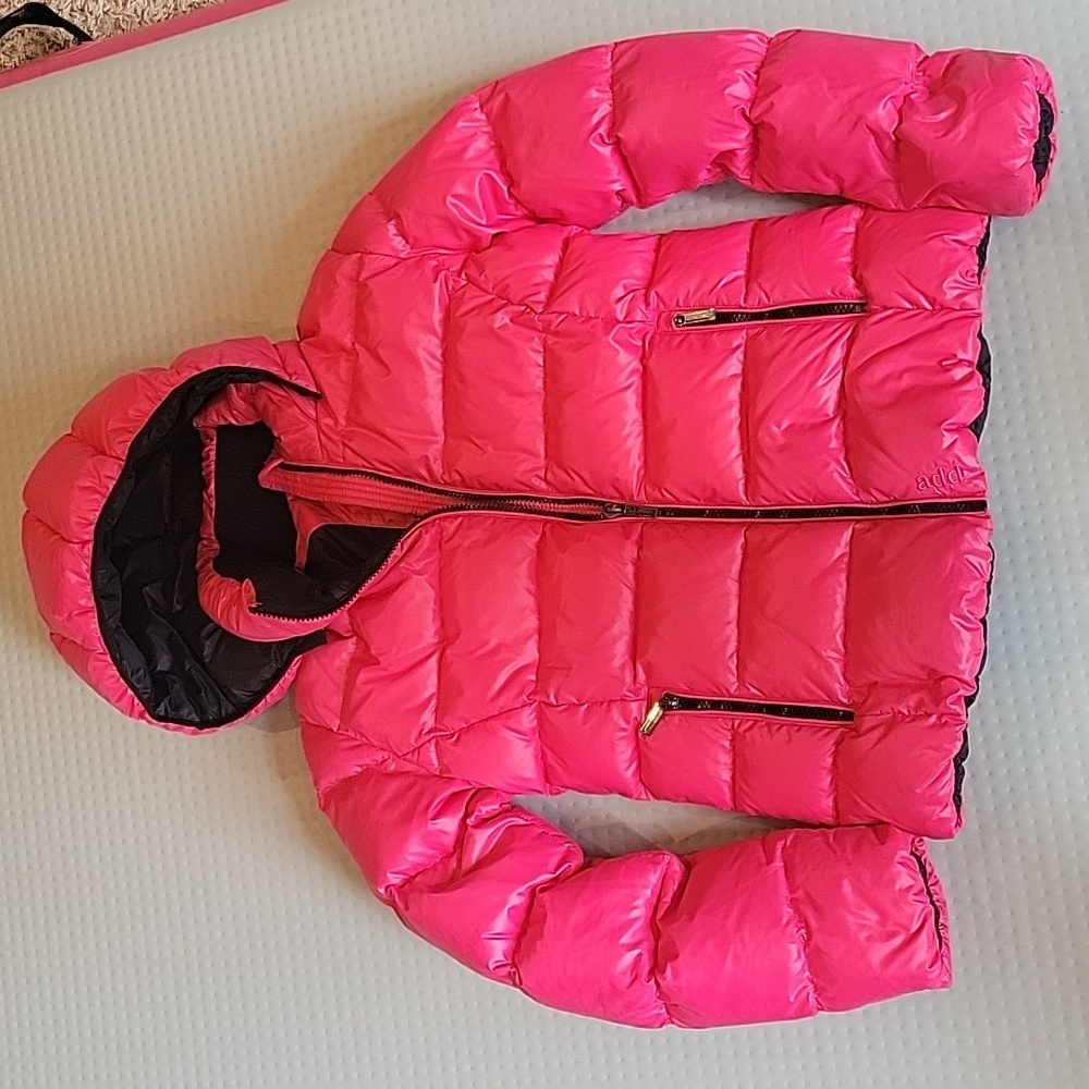 Add Junior Girls Winter Hot Pink Hooded Puffer Jacket-Size 14 hood is removable